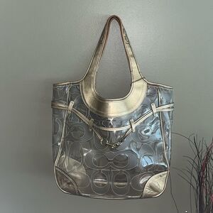 BEAUTIFUL VINTAGE VERY RARE COACH LOGO EX-L ERGO CLEAR TOTE/STADIUM BAG